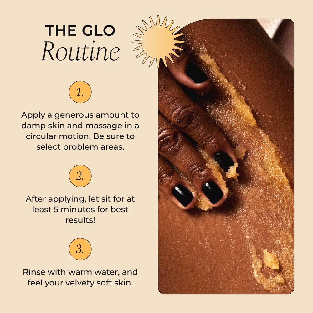 Glo Melanin applied to shoulder showing body use and improved skin texture