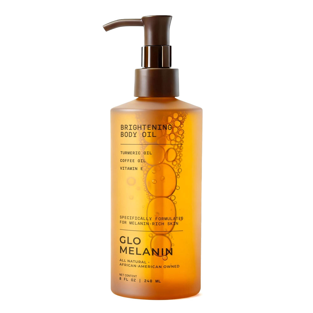 Glo Melanin bottle front showing label and 8 oz size for clear product ID and benefit
