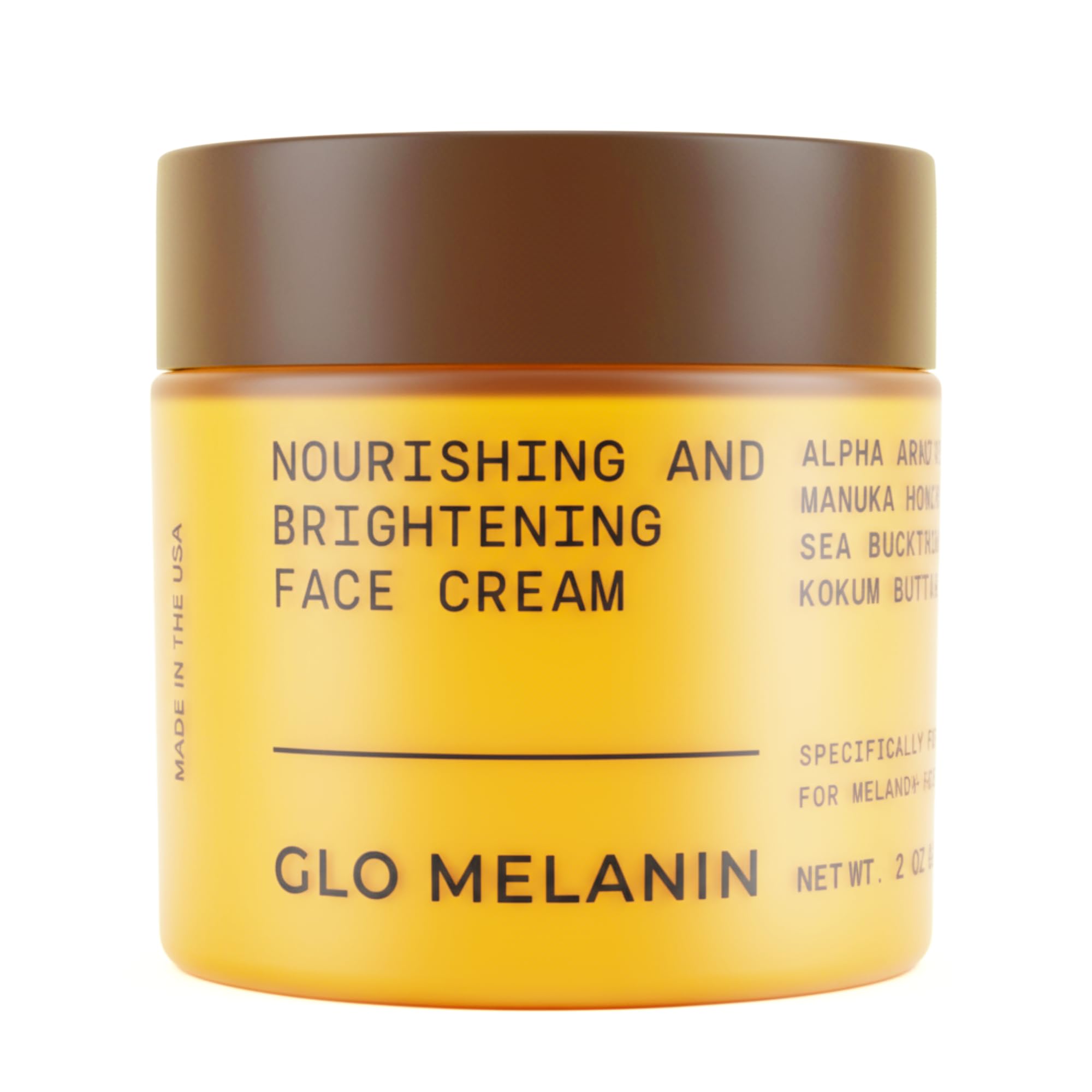 Glo Melanin front jar showing clean branding and daily moisturizer benefit