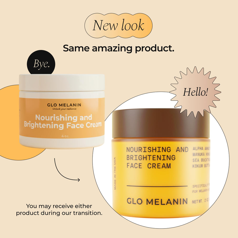 Glo Melanin on a bathroom vanity portraying daily ritual and glow benefit