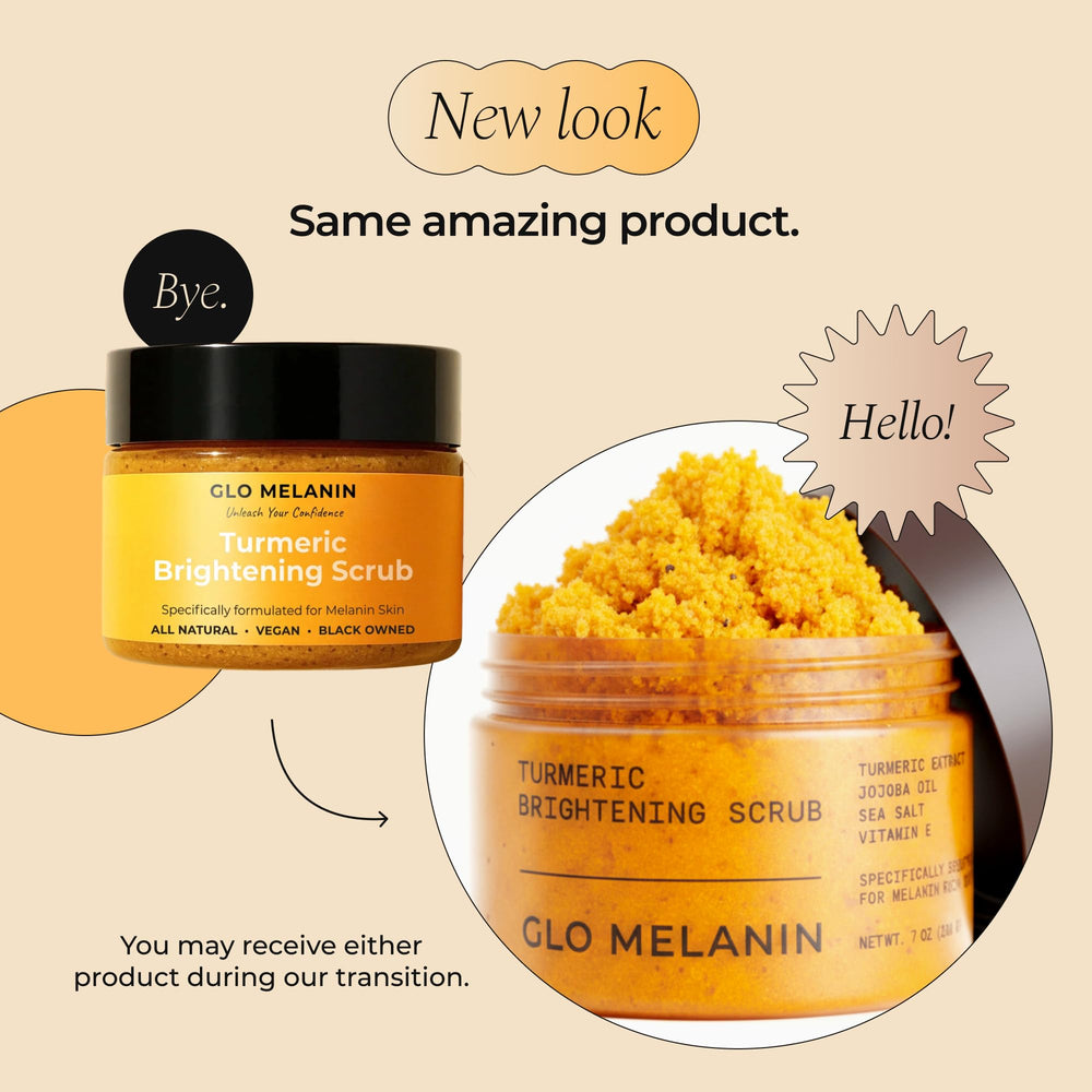 Glo Melanin 4 oz jar next to common item showing compact travel-friendly size