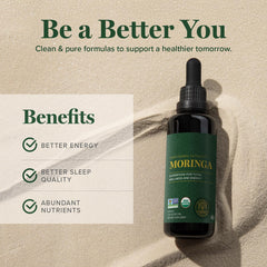 Global Healing Center moringa dropper delivering measured drops for easy dosing