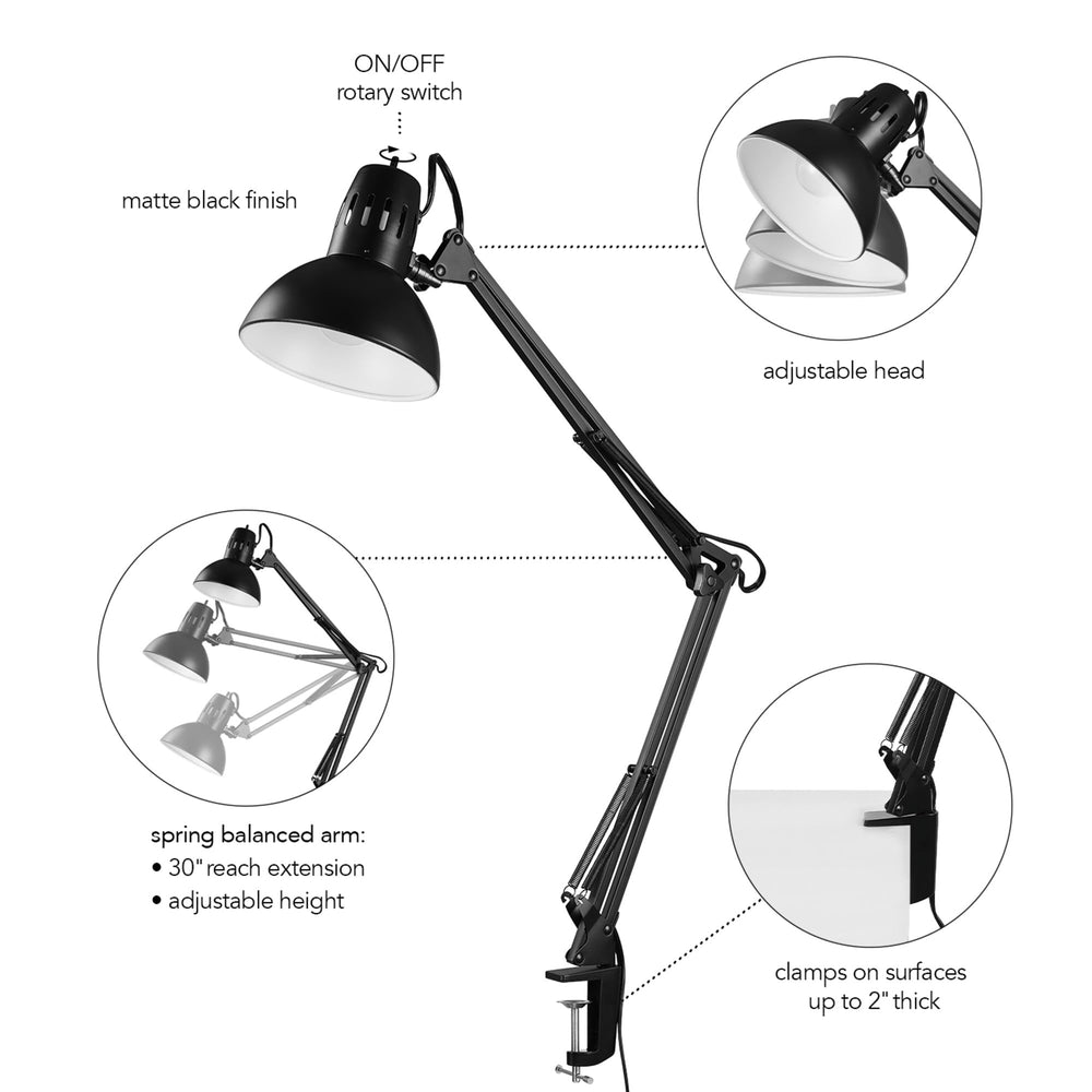 Globe Electric cord and clamp features offering flexible placement benefit
