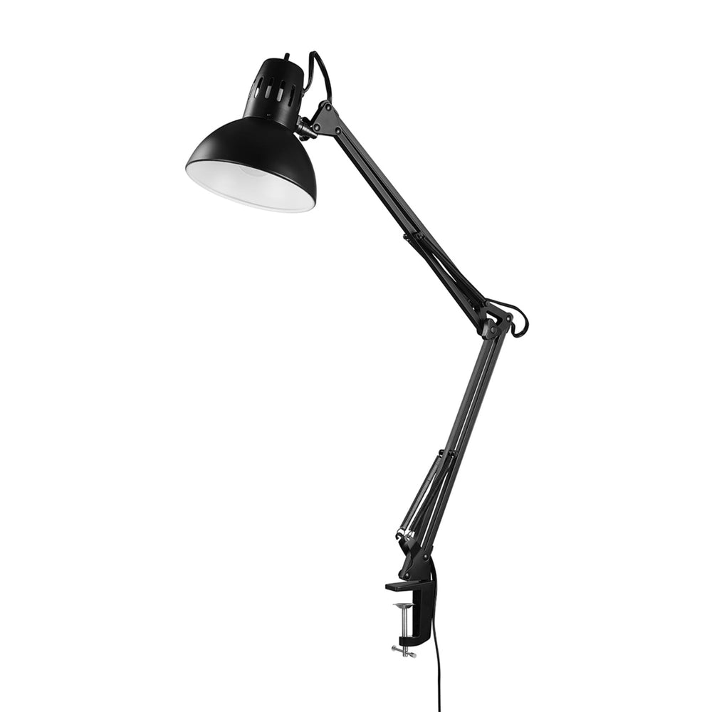 Globe Electric front view clamped showing focused task lighting benefit