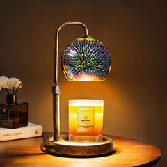 Glocusent front view of lamp showing vintage globe and warm light, enhances room ambiance