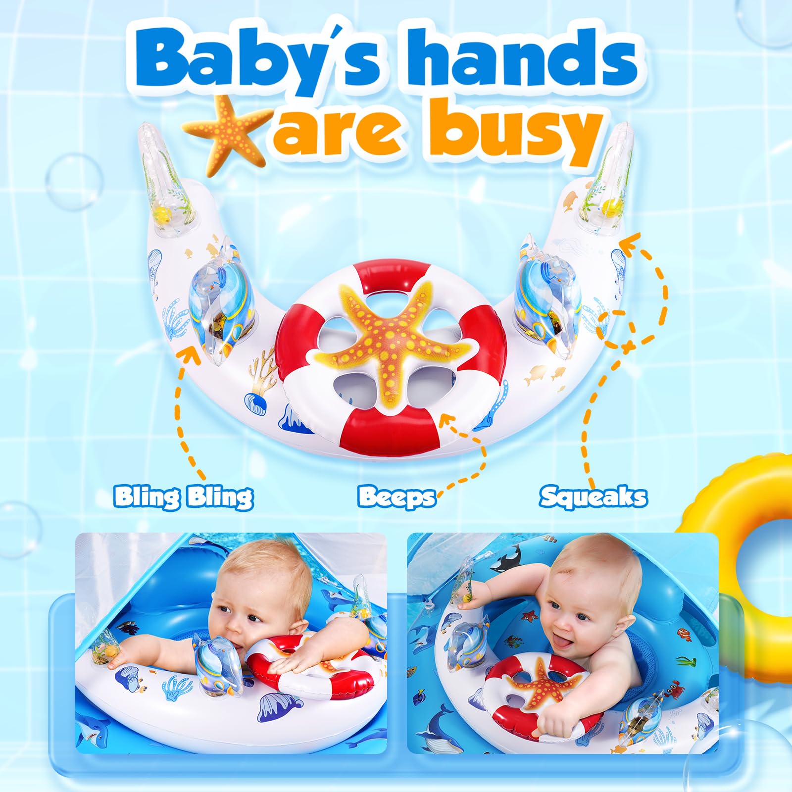 GLOPUS toy features overhead view with starfish and submarines for sensory play