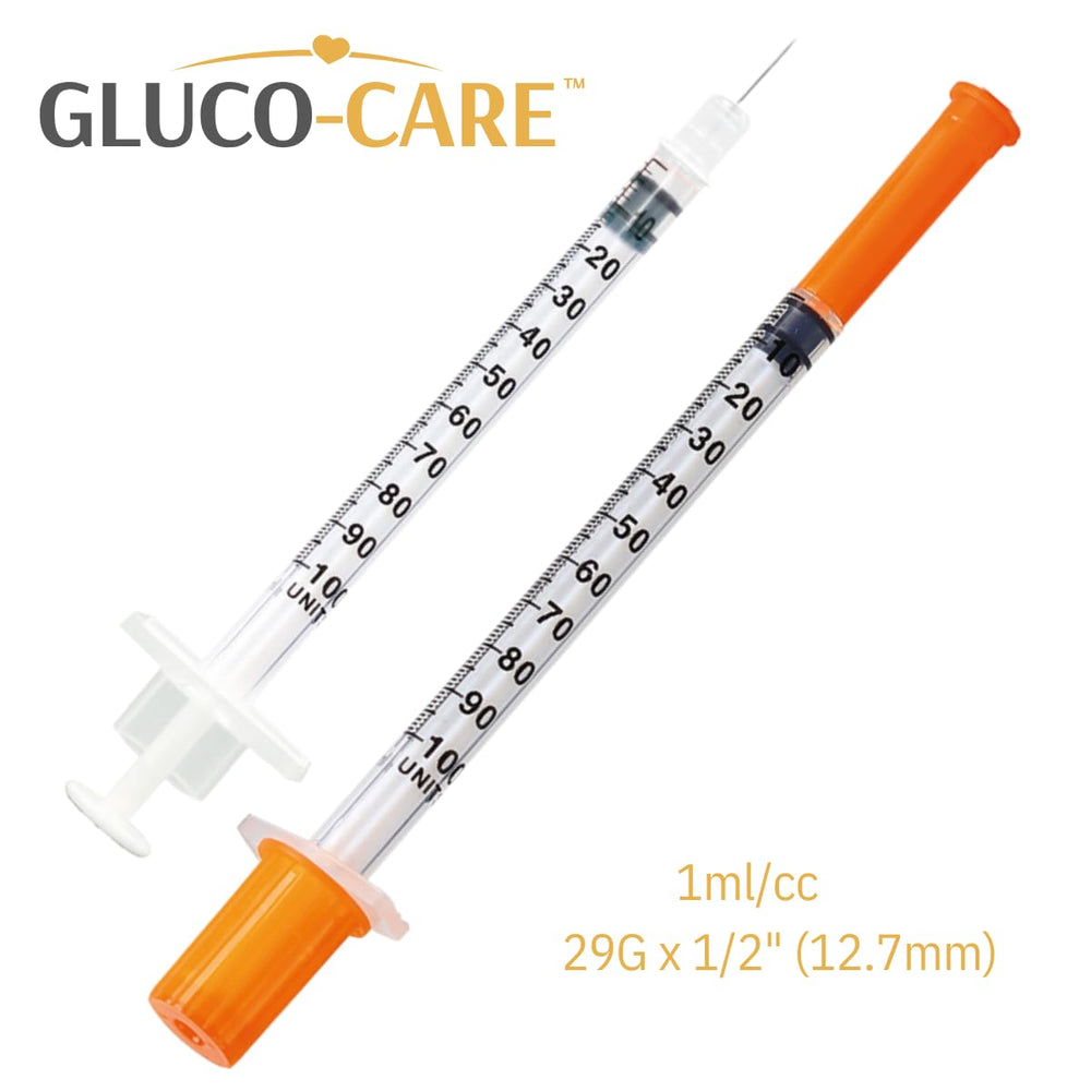 GLUCO-CARE plunger and clear barrel close-up showing smooth operation