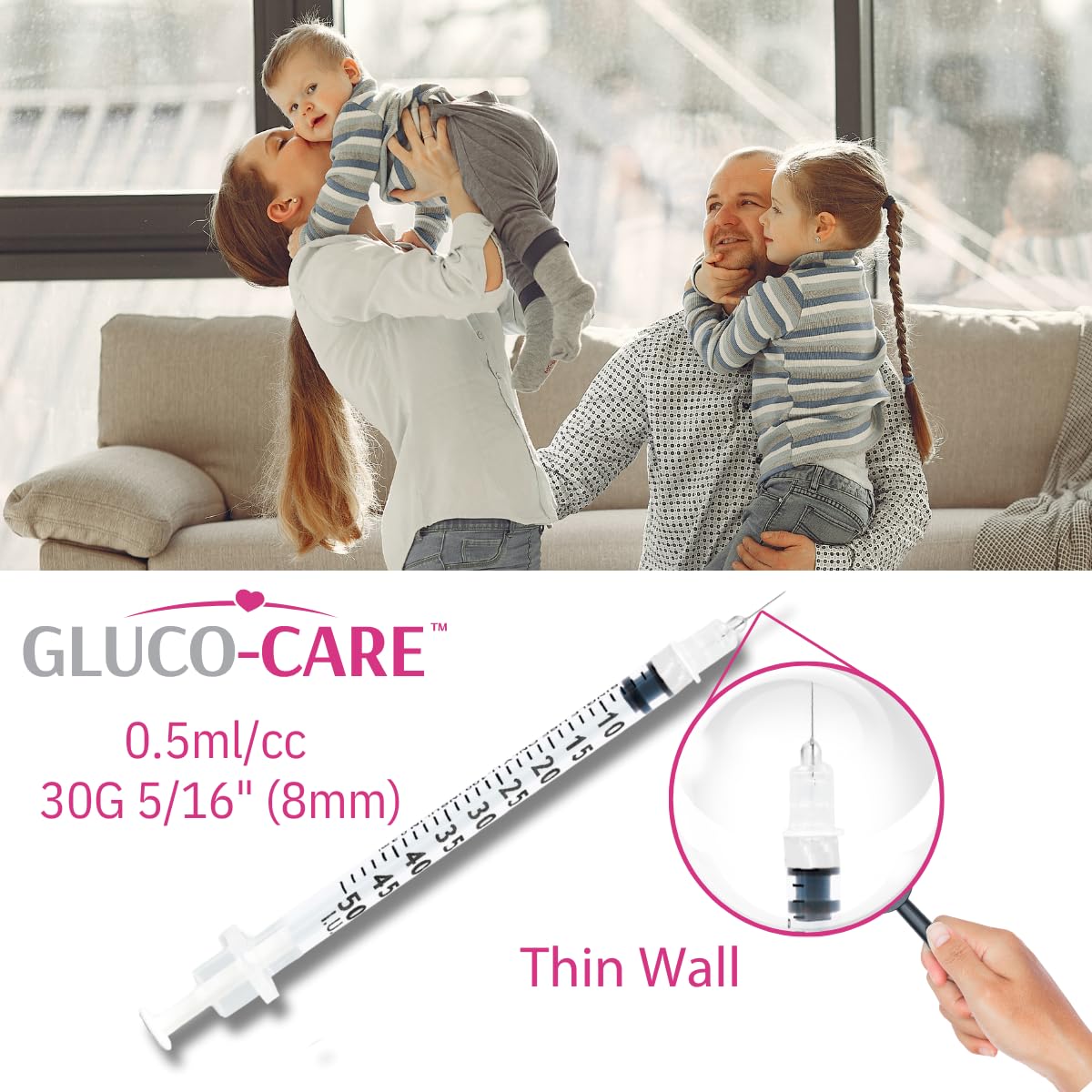 GLUCO-CARE graduation scale clarity with bold markings for quick reading