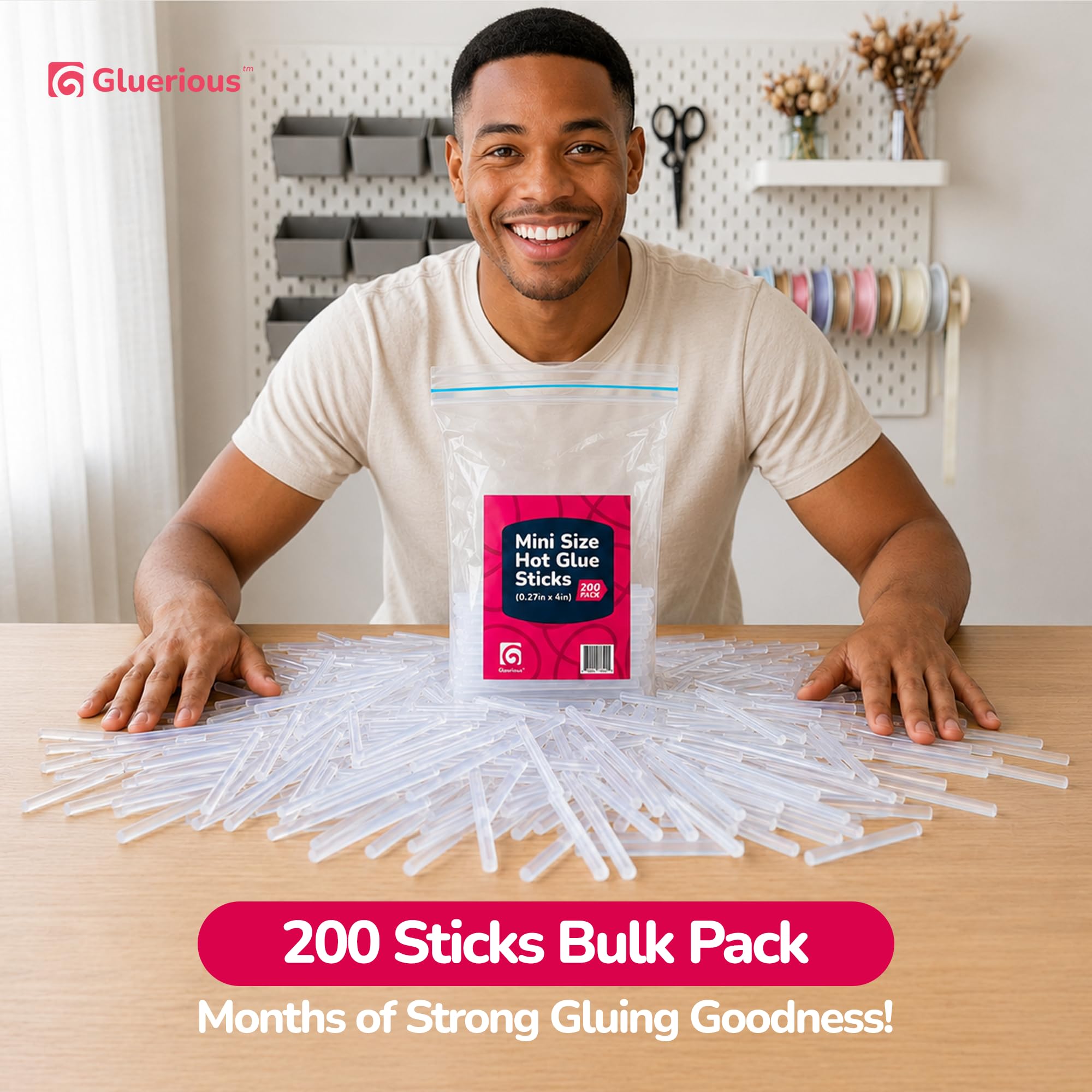 Gluerious resealable bag storing sticks to keep them clean