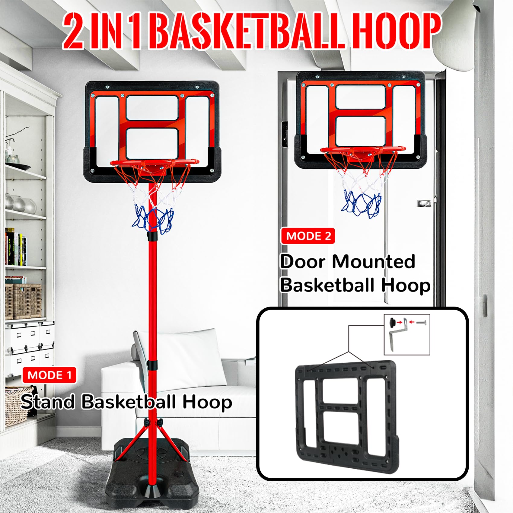 GMAOPHY rim and net closeup highlighting durable shooting surface