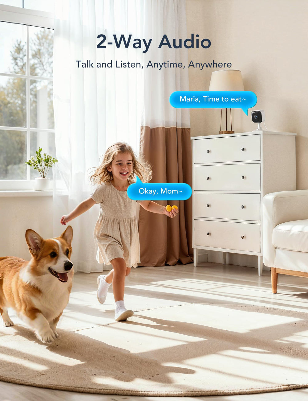 GNCC GC4 on shelf watching a pet, enabling remote pet monitoring from phone