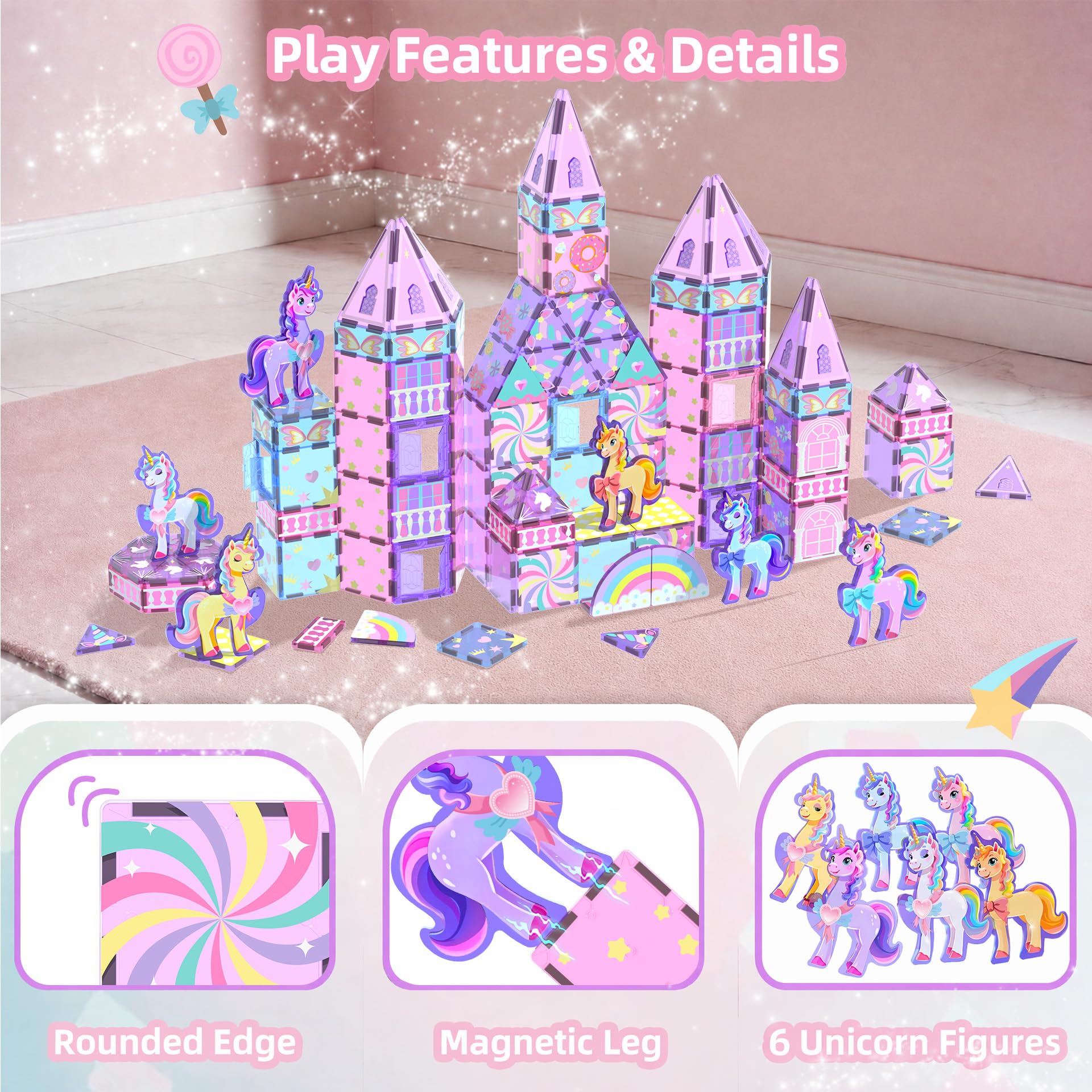GobiDex completed unicorn castle playscene, sparks imaginative scenes