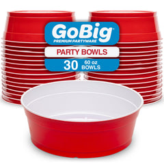 GoBig red party cup bowls front packaging showing 30-count convenience