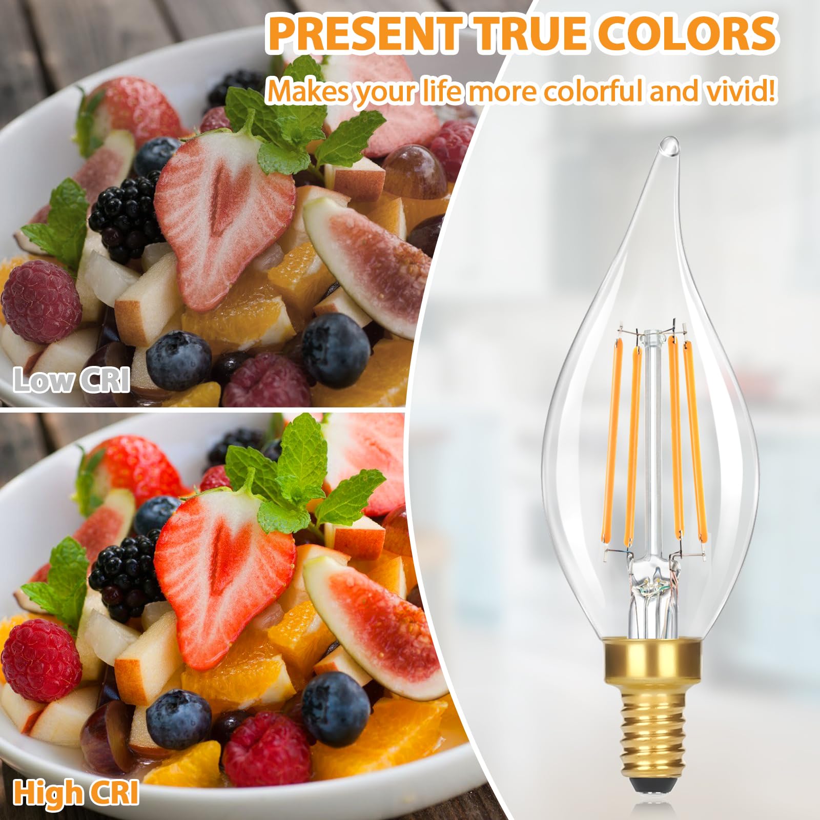 GoBright bulbs lighting a dining room, creates cozy, dimmable atmosphere