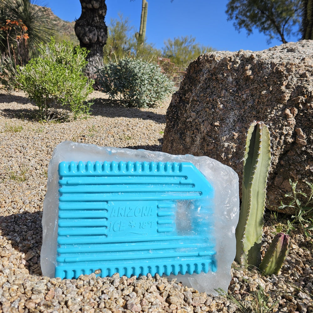 GoCJ Arizona Ice stacked on truck tailgate illustrating portable outdoor readiness