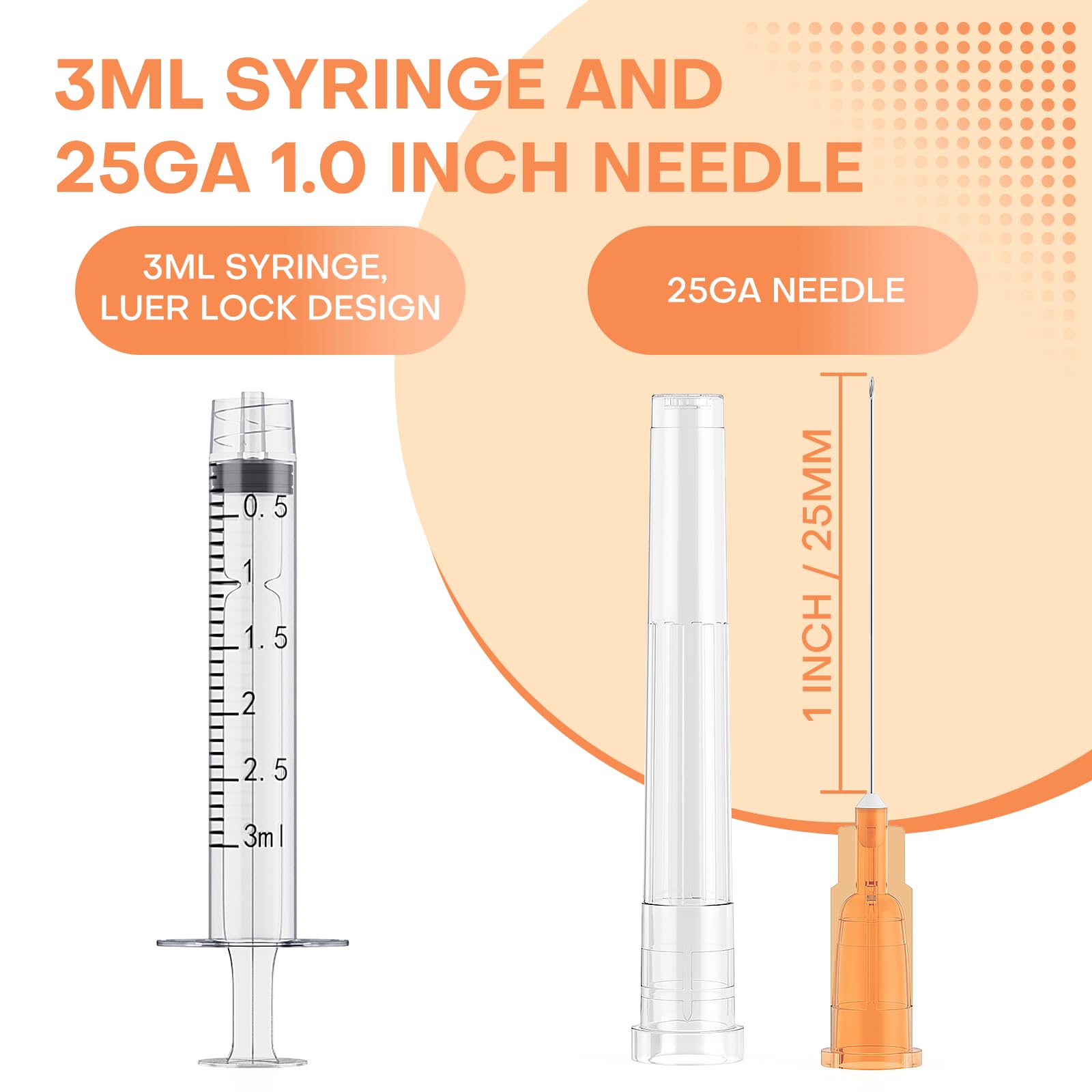 GODCREAT closeup of 25G 1-inch needle with cap, sharp controlled application