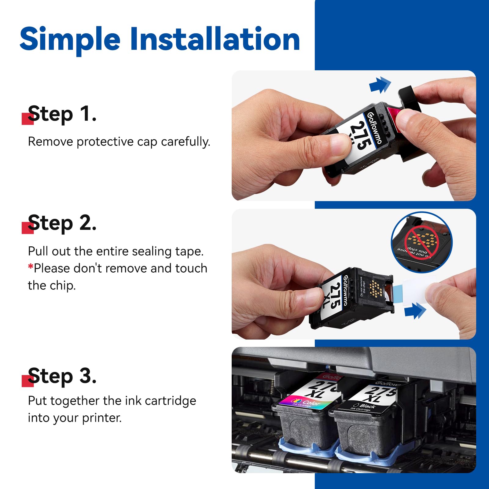 GoFlowmo cartridges installed in Canon printer demonstrating easy installation benefit