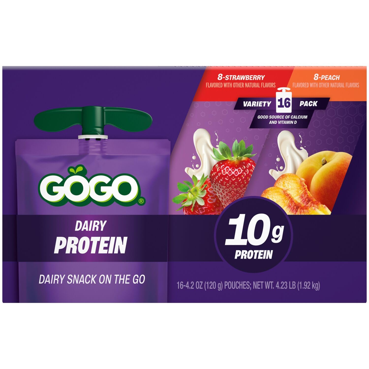 GoGo SqueeZ pouch being squeezed to show easy no-spoon eating