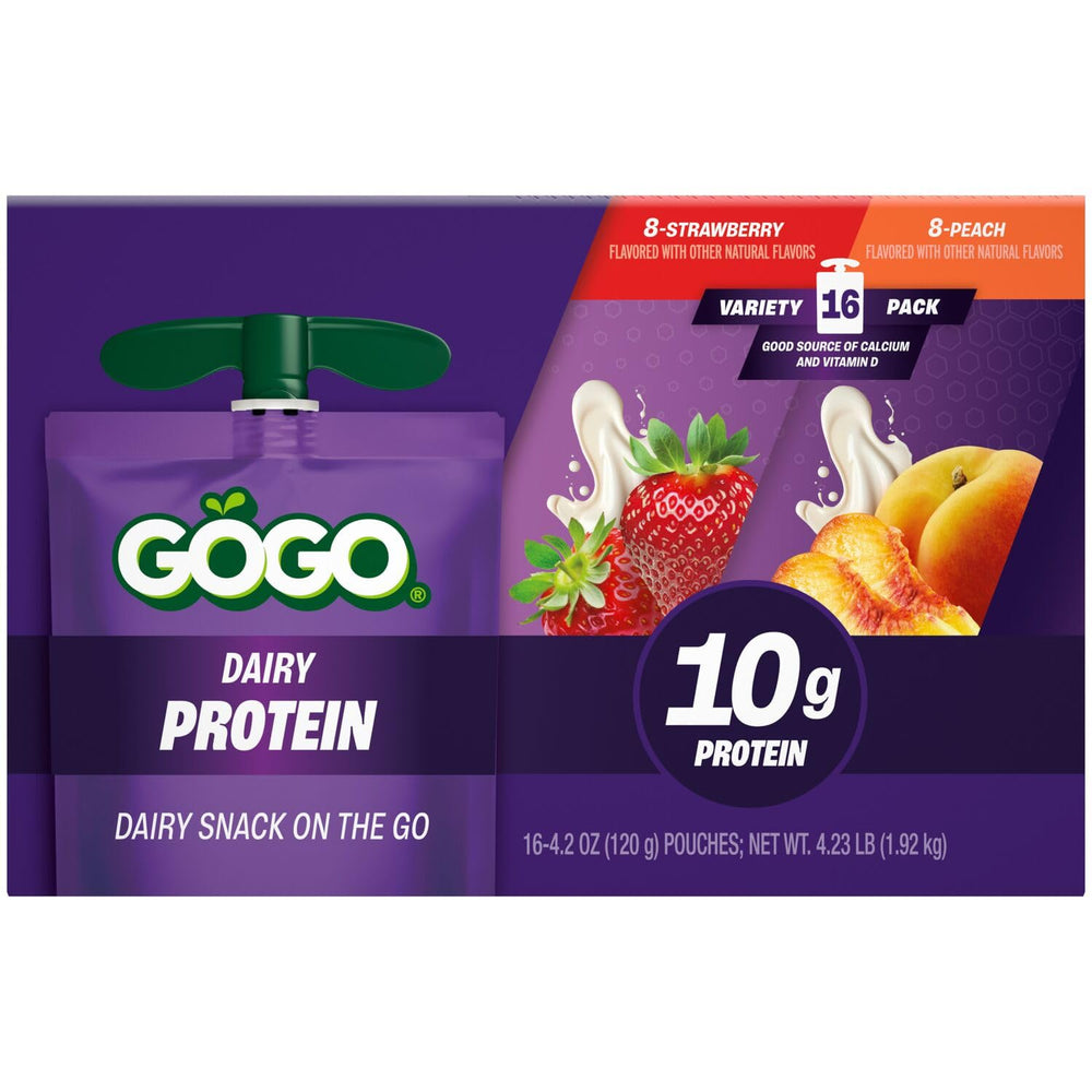 GoGo SqueeZ pouch being squeezed to show easy no-spoon eating