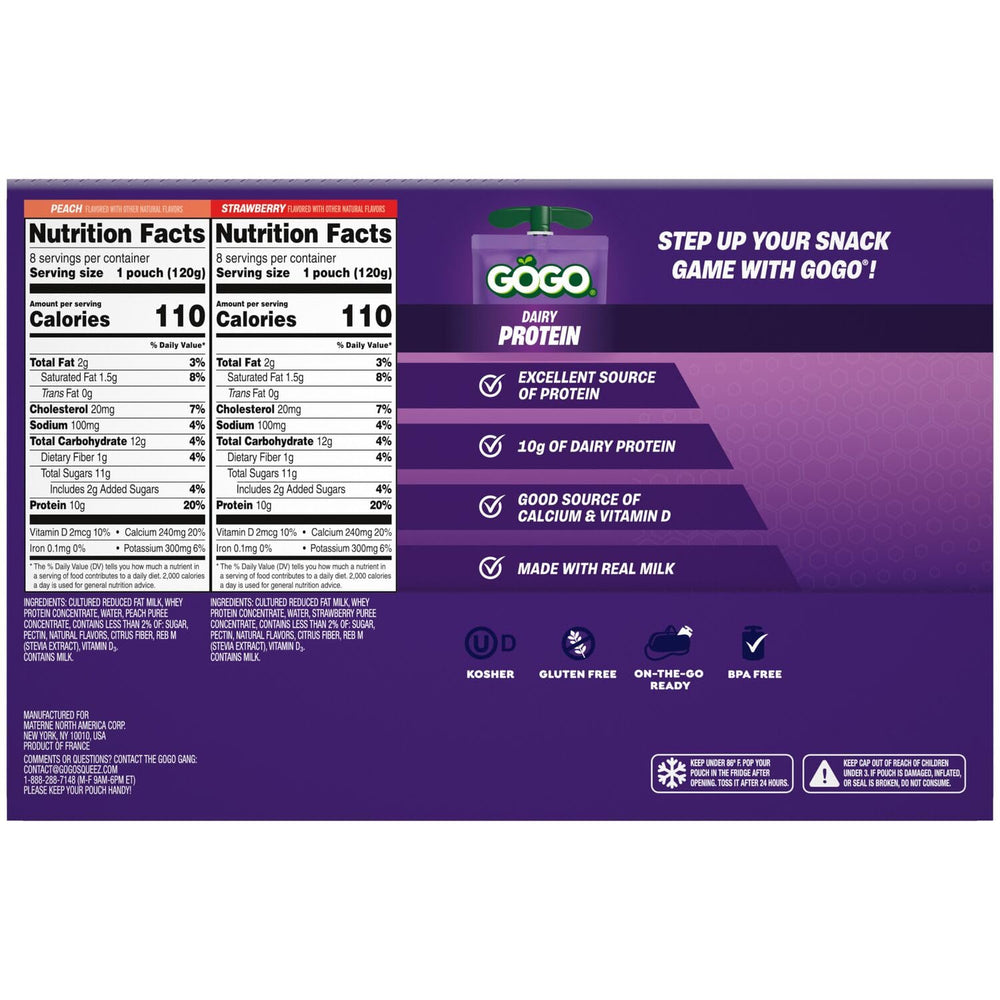 GoGo SqueeZ pouches lined up for convenient grab-and-go use