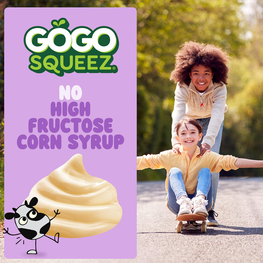 GoGo squeeZ label close-up showing BPA-free packaging and safer storage