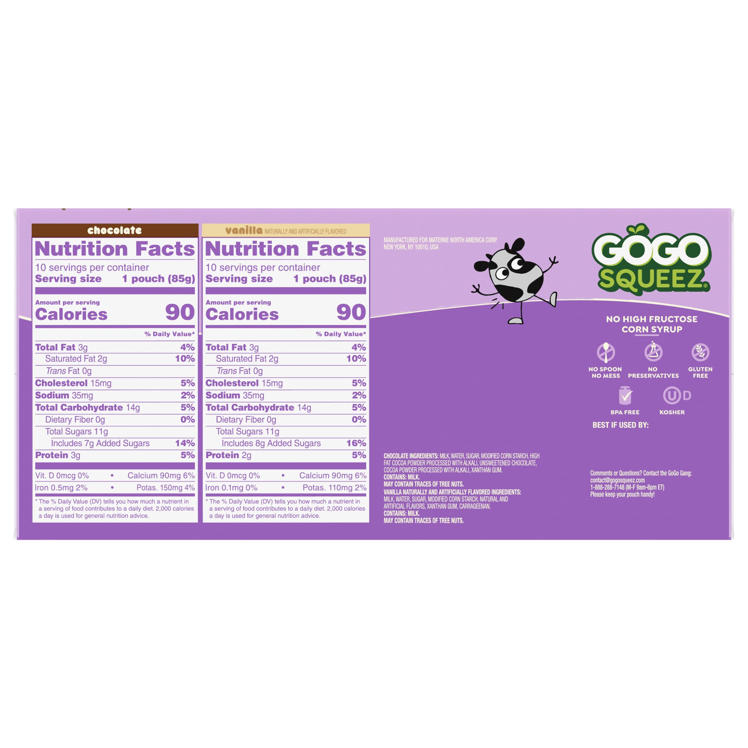 GoGo squeeZ chocolate pudding pouring from pouch and creamy rich benefit