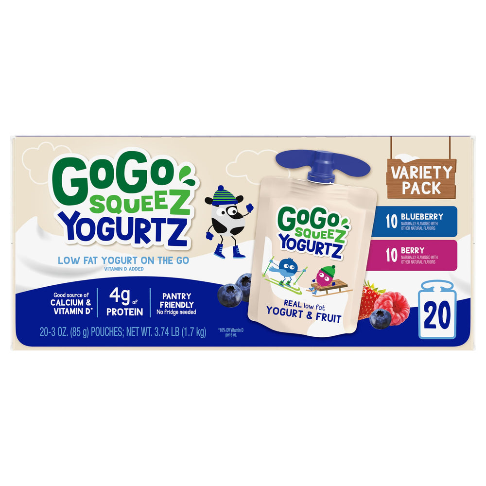 GoGo SqueeZ variety pack laid out to show all included flavors