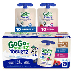 GoGo SqueeZ front packaging showing variety pack and portability