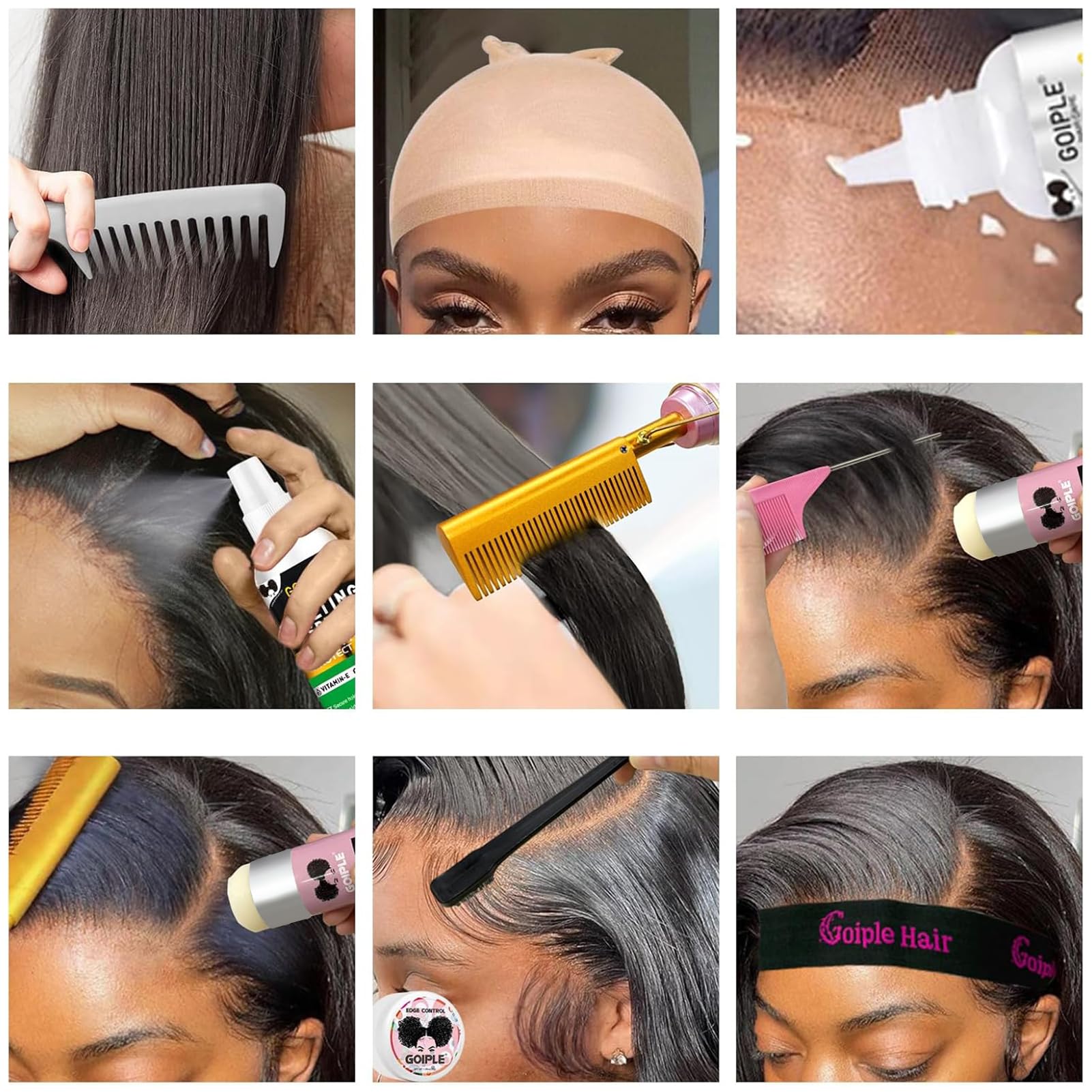 Goiple wig glue and remover bottles shown for secure application and clean removal