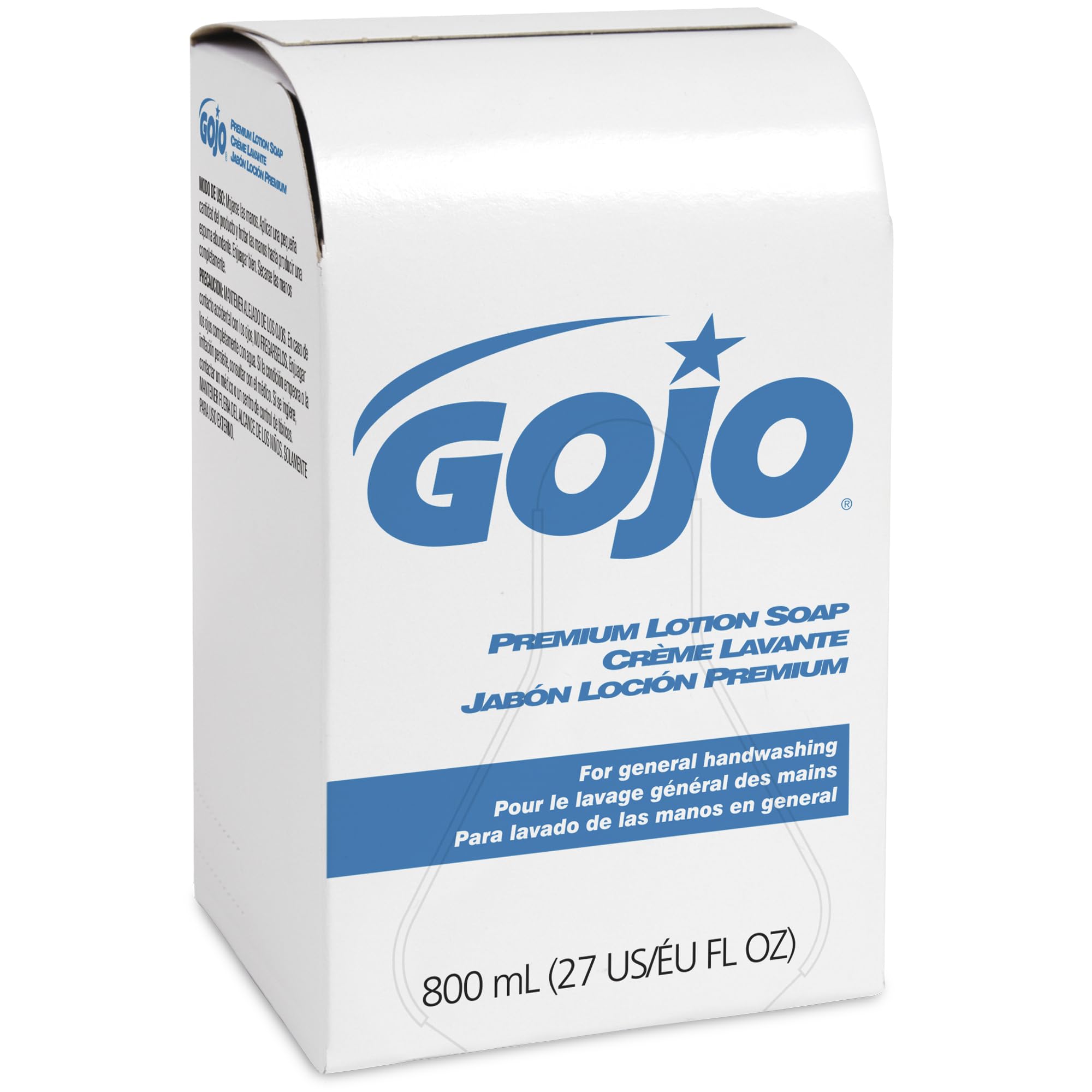 GOJO no-leak bag-in-box refill image showing spill-resistant packaging benefit