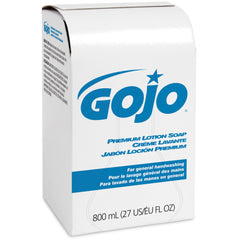 GOJO no-leak bag-in-box refill image showing spill-resistant packaging benefit