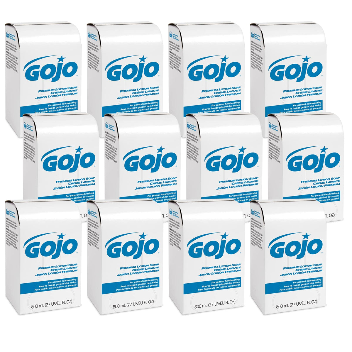 GOJO front packaging showing 800 mL refill and brand for reliable refill supply
