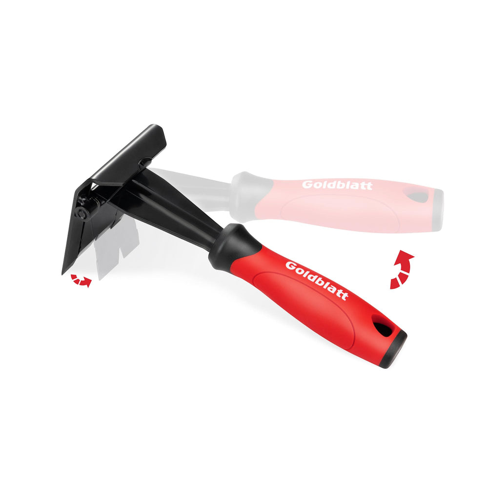 Goldblatt front view of trim removal tool showing wide contact face and precise wedge, improving control