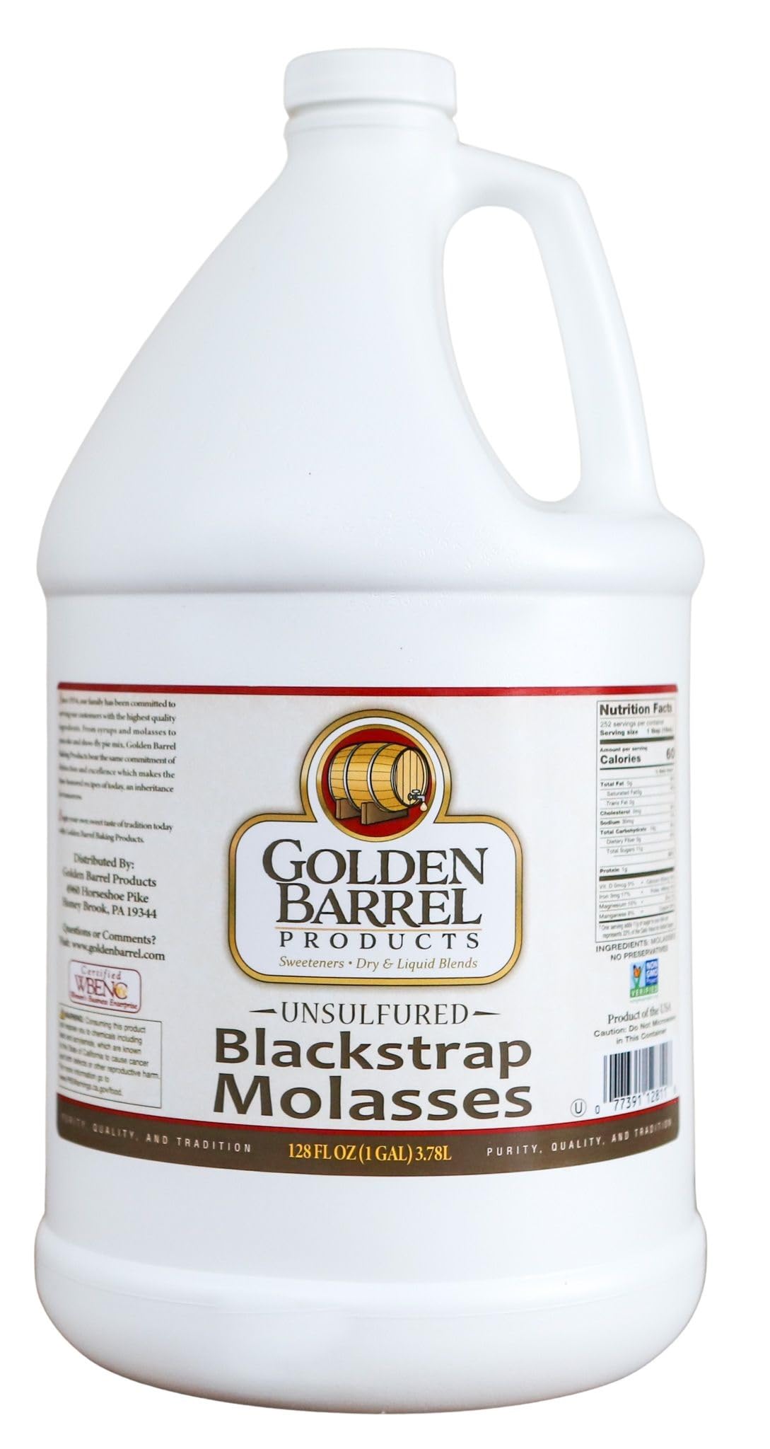 Golden Barrel front label on 128oz jug showing brand and size for bulk use