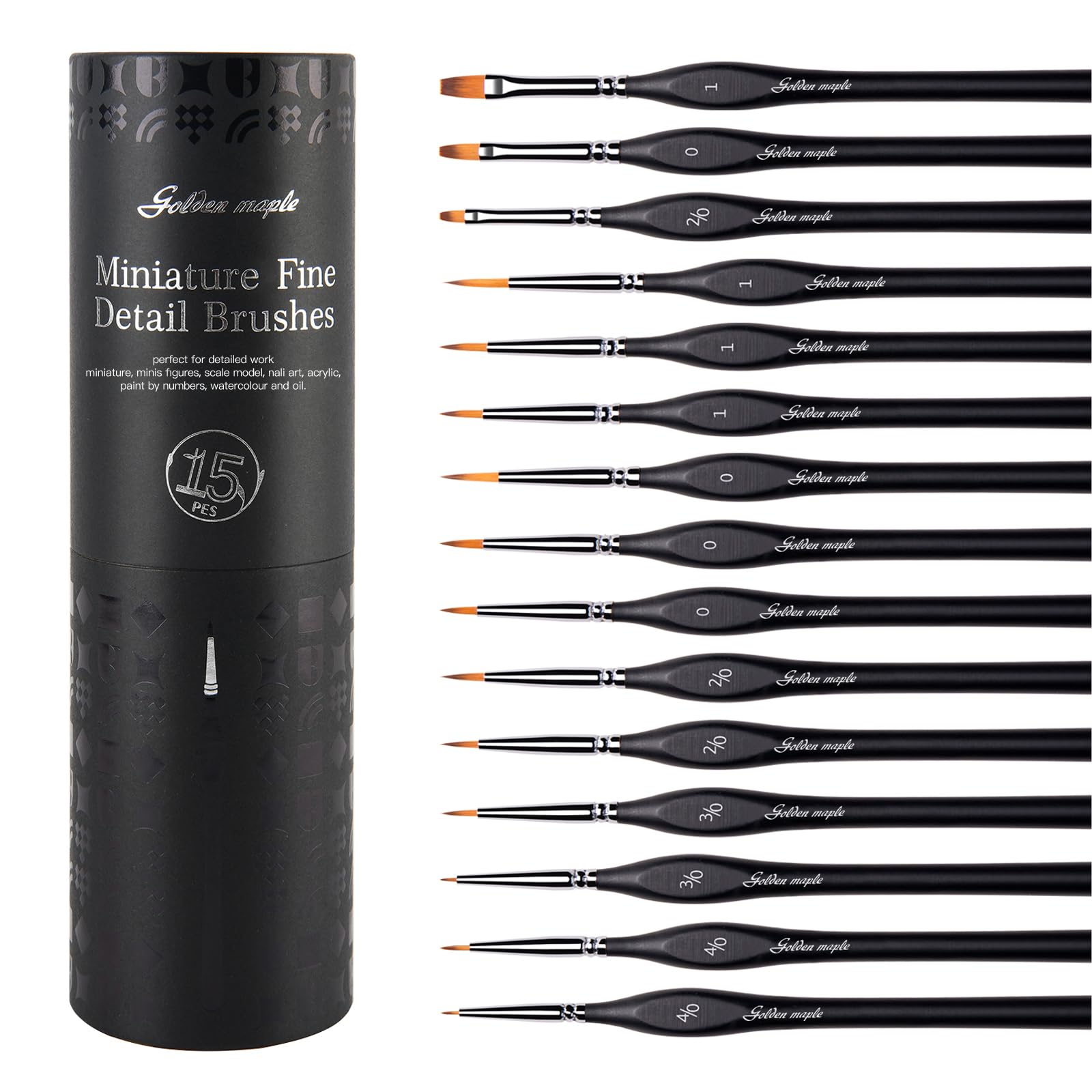 golden maple front packaging showing 15-piece brush set and benefits