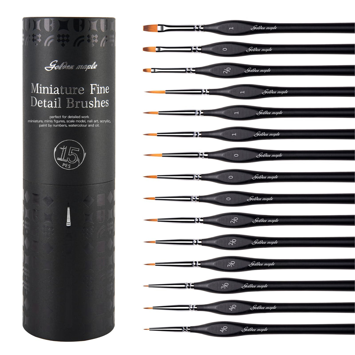 golden maple front packaging showing 15-piece brush set and benefits