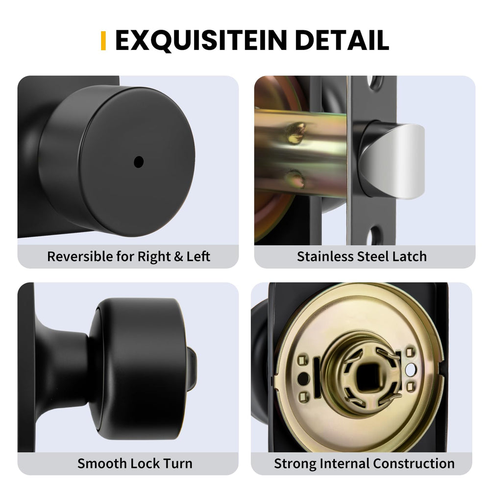 Goldenwarm matte black installed on a bedroom door illustrating privacy lock and sleek appearance