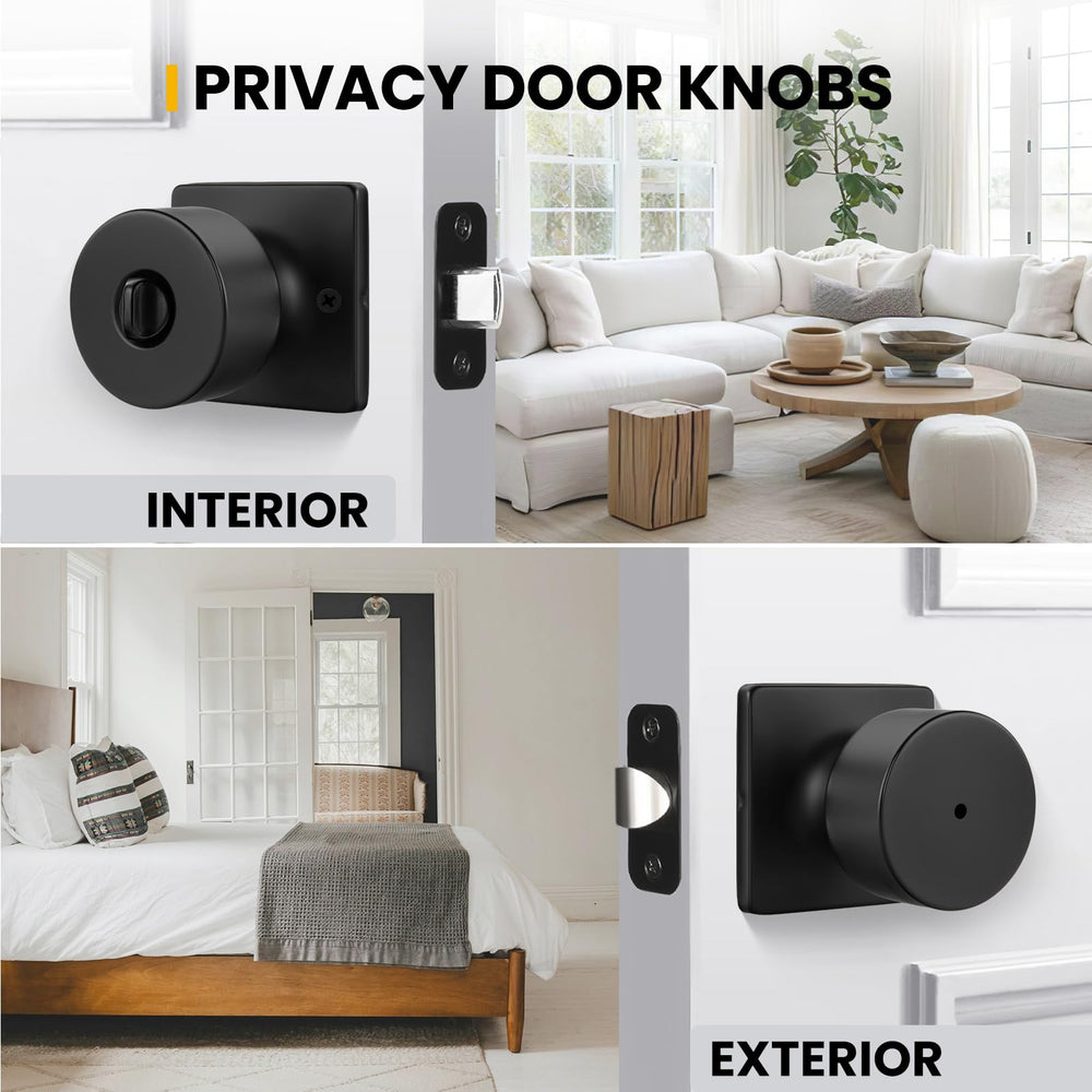 Goldenwarm matte black latch and spindle detail showing adjustable backset for easy retrofits