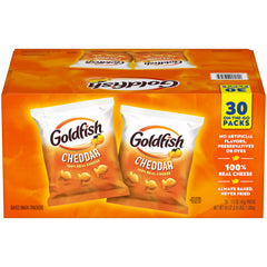 Goldfish front packaging showing brand and 30-count convenience benefit
