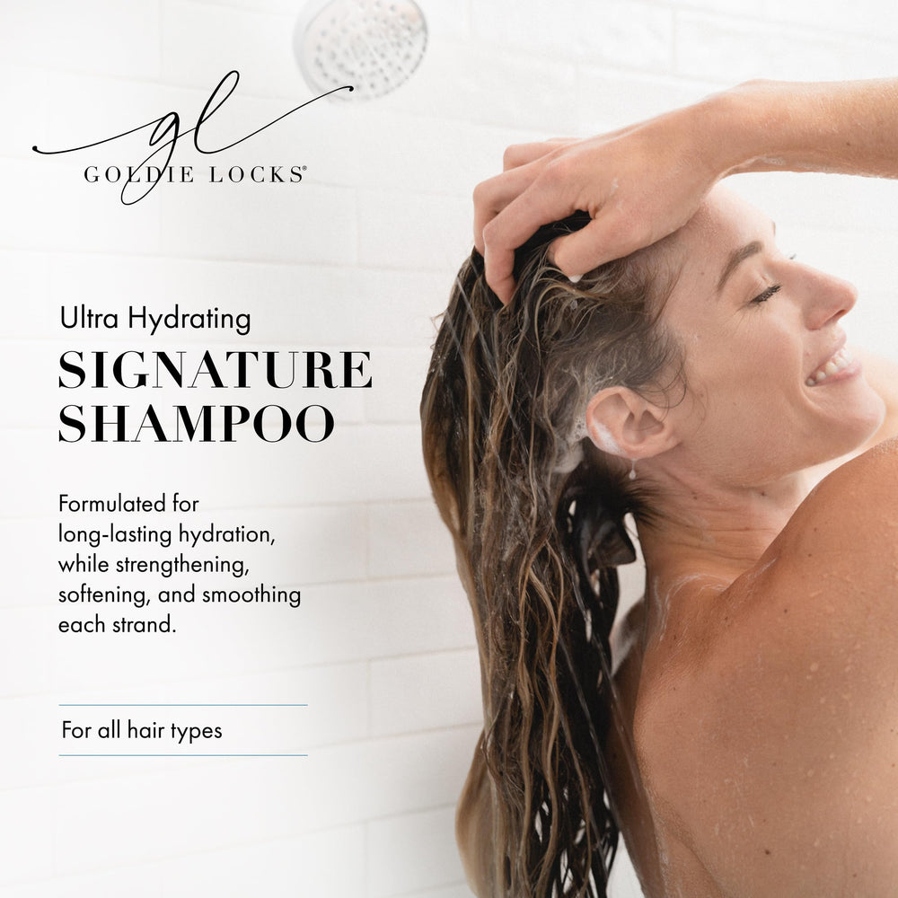 Goldie Locks shampoo foaming in hand demonstrating gentle lather and mild cleansing