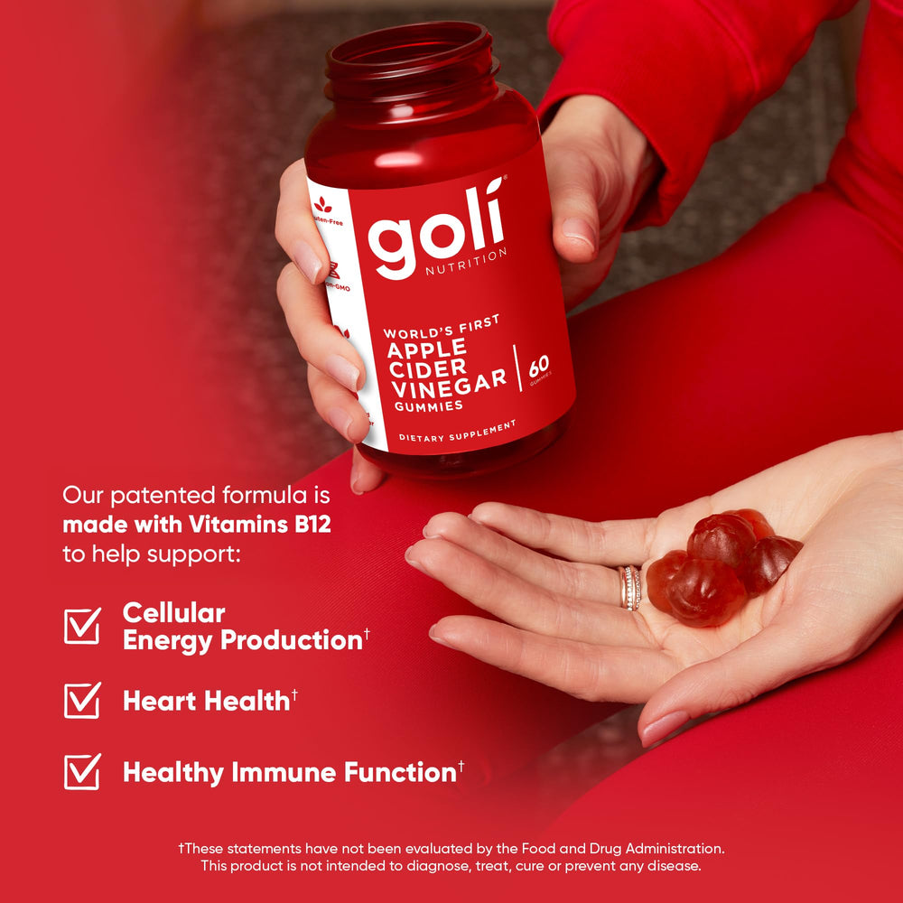 Goli open jar with gummies visible highlighting easy daily use and portioning