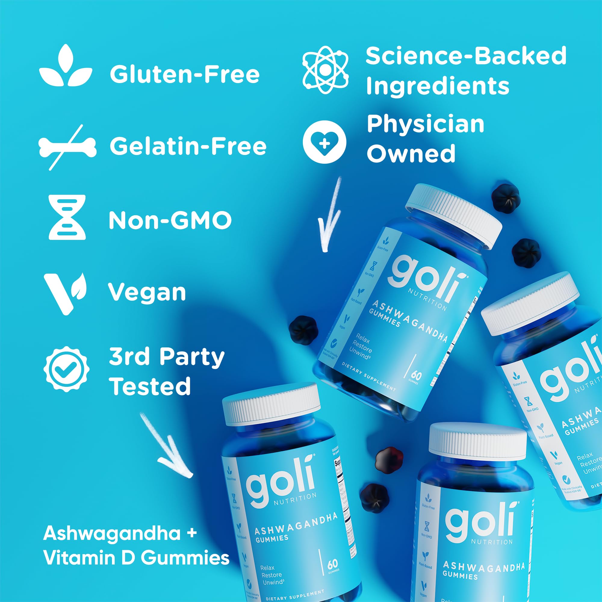 Goli bottle on tabletop in lifestyle scene suggesting everyday wellness use