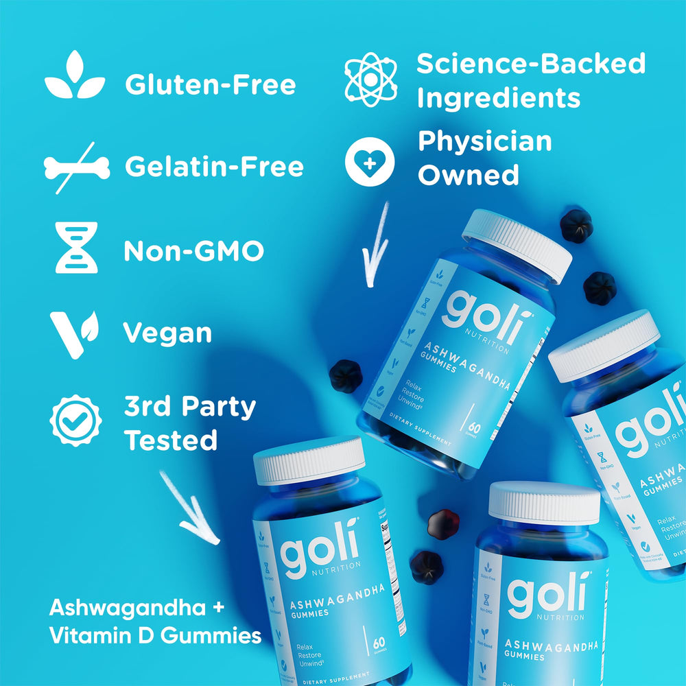 Goli bottle on tabletop in lifestyle scene suggesting everyday wellness use