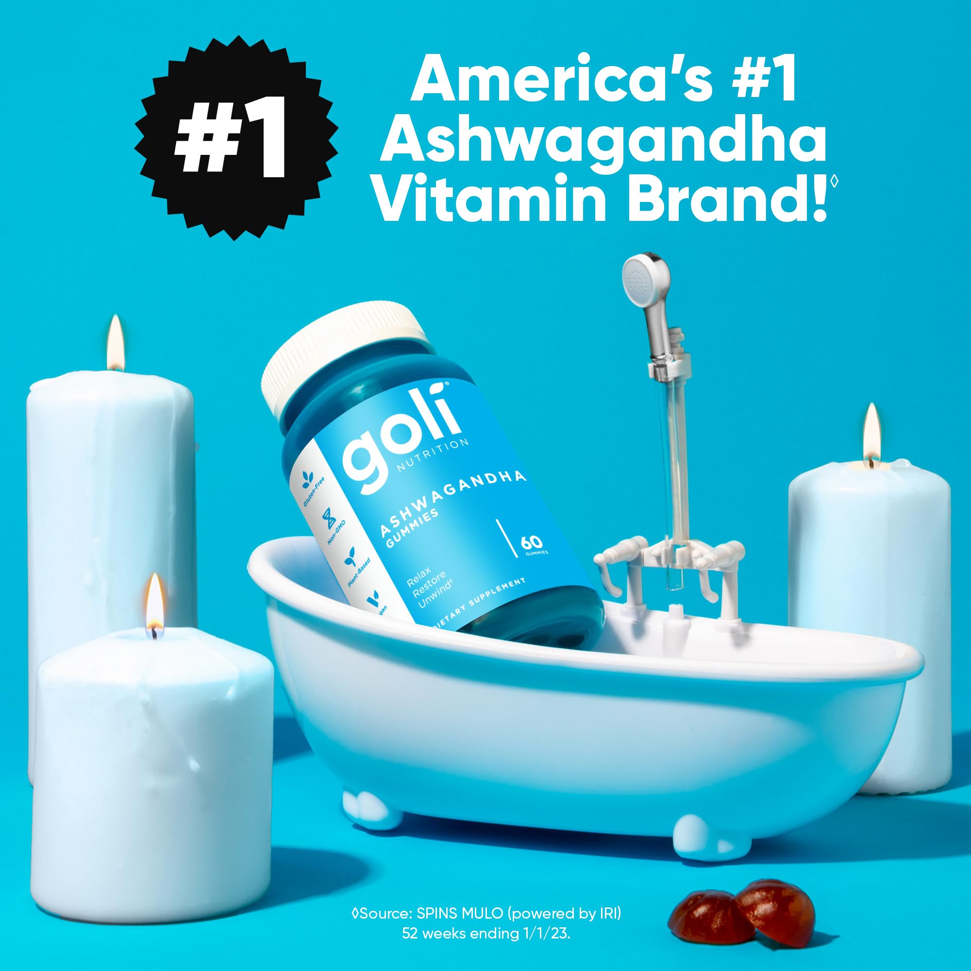 Goli open bottle with visible gummies demonstrating easy grab-and-go use