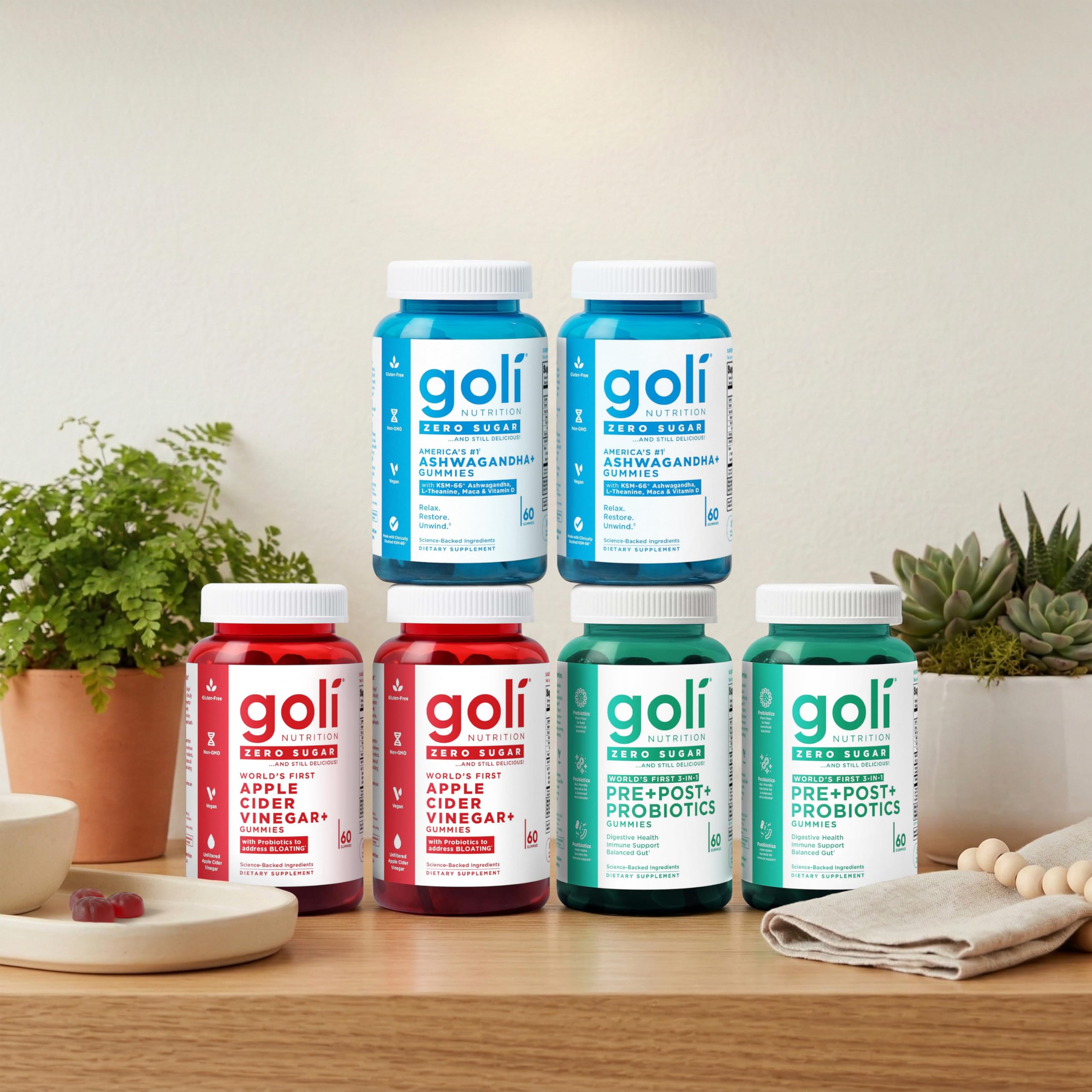 Goli bundle on kitchen counter lifestyle scene demonstrating daily routine fit
