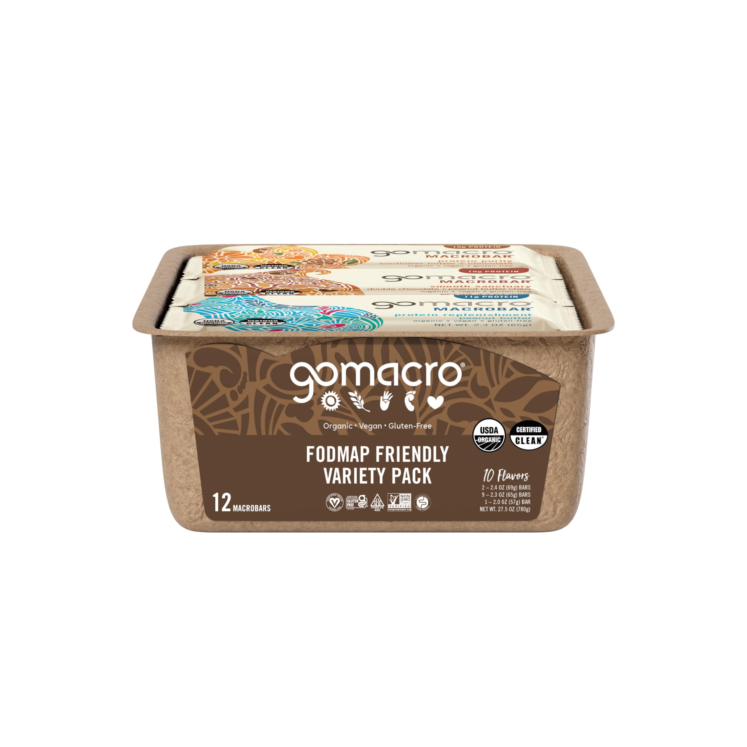 GoMacro close-up of nuts and chocolate chips highlighting natural ingredients for sustained energy