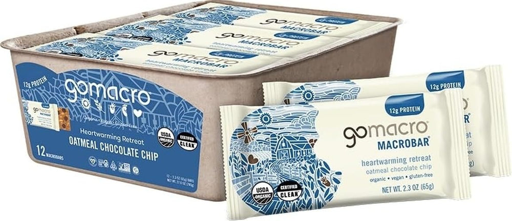 GoMacro front packaging showing 12-count box and product appeal