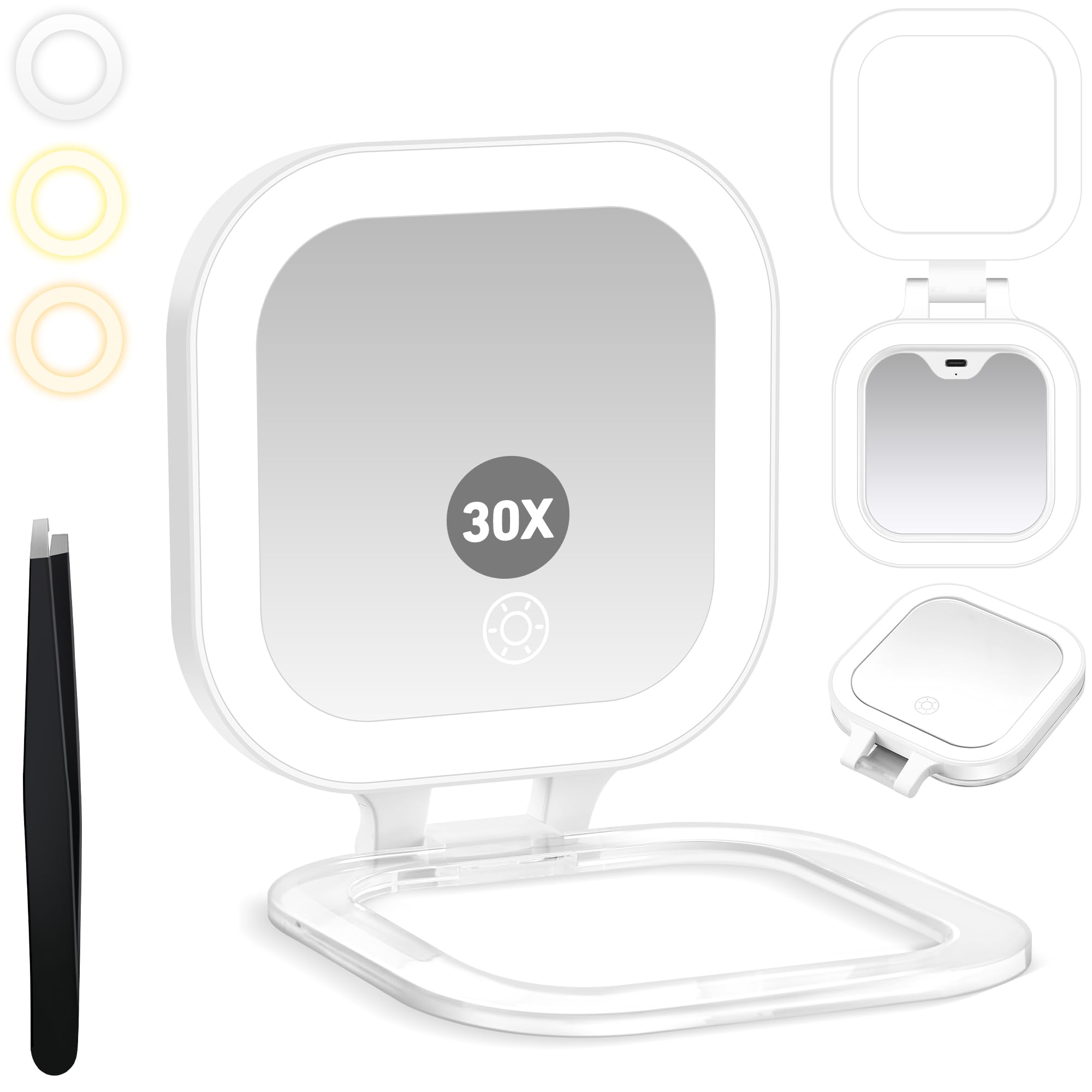 GOMIPURU front view showing compact travel mirror and neat profile for portability