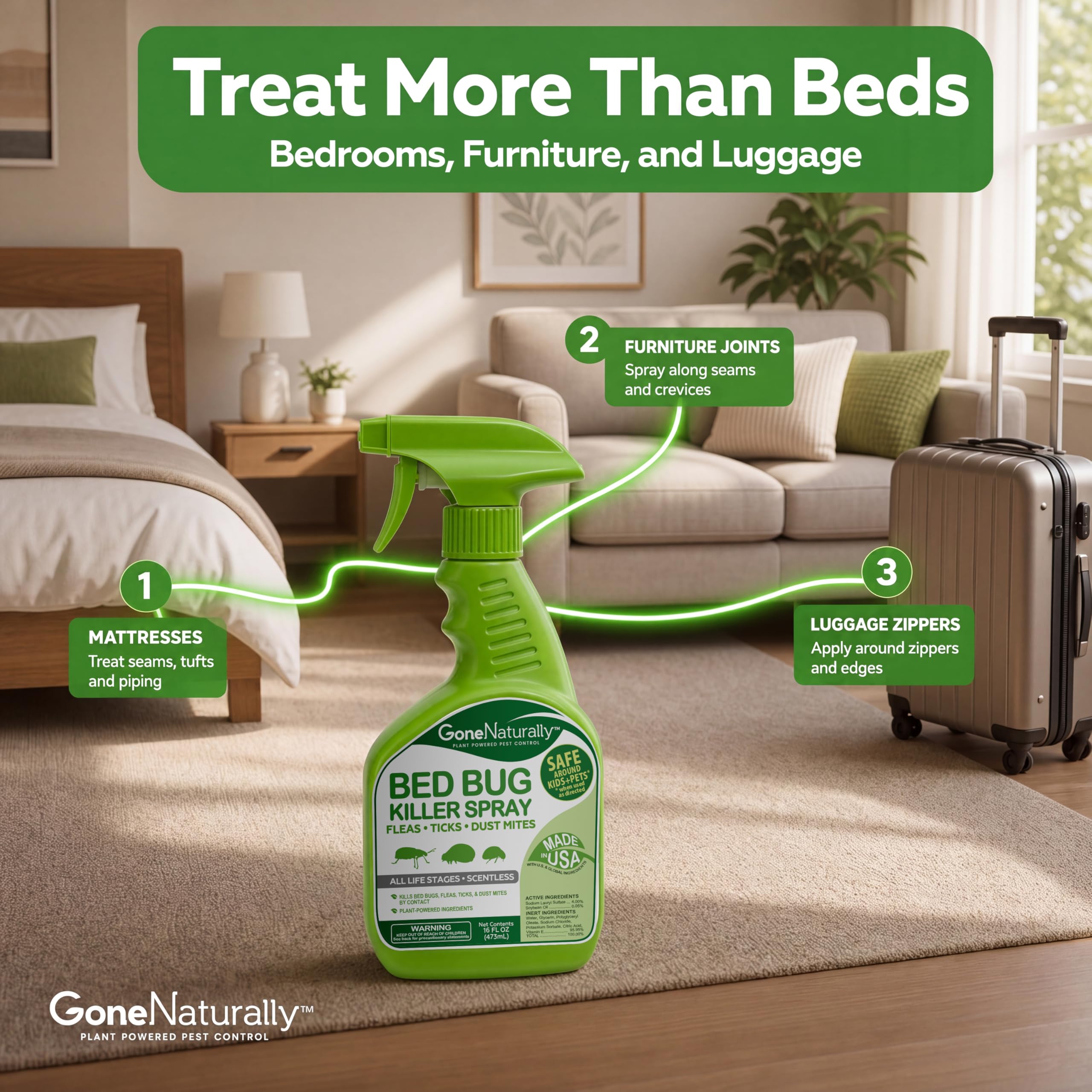 GoneNaturally fabric drying on mattress with no stains visible for peace of mind