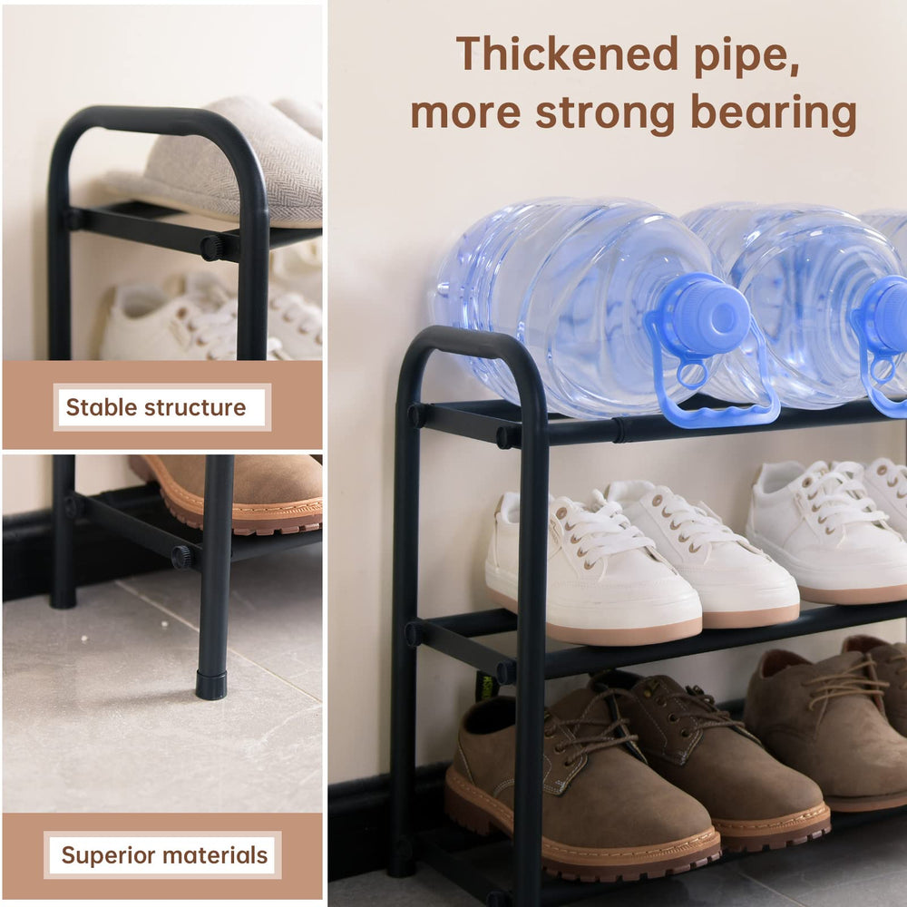 Gonfoam loaded with shoes in an entryway showing tidy organization benefit